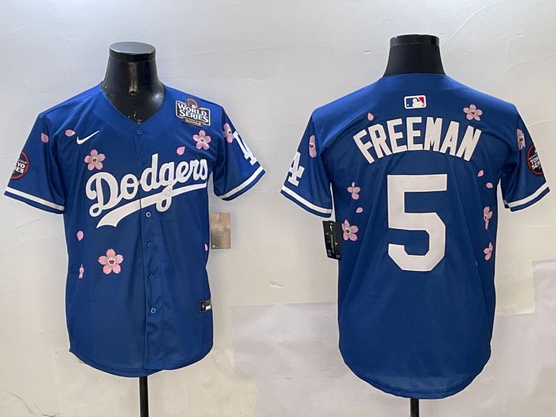 Men Los Angeles Dodgers #5 Freeman Blue Sakura Edition 2025 Nike MLB Jersey style 2->los angeles dodgers->MLB Jersey